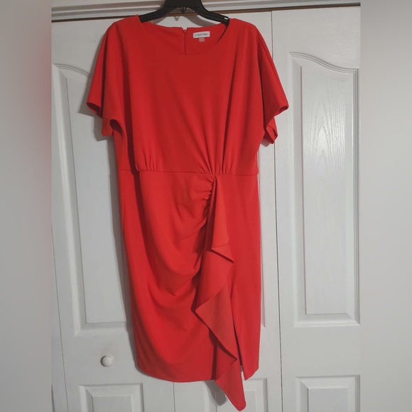 Calvin Klein Dresses & Skirts - Calvin Klein Asymmetrical Red Dress